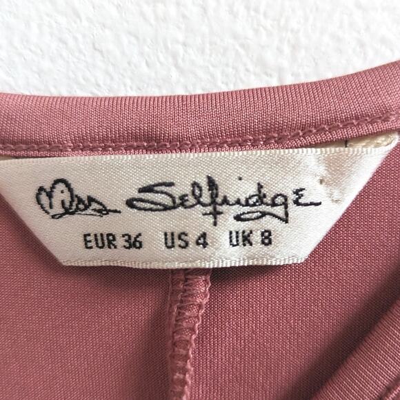 Miss Selfridge Crop Tank Top Women's Sz 4 Rose Pink Flowy Spaghetti Strap - Picture 3 of 4